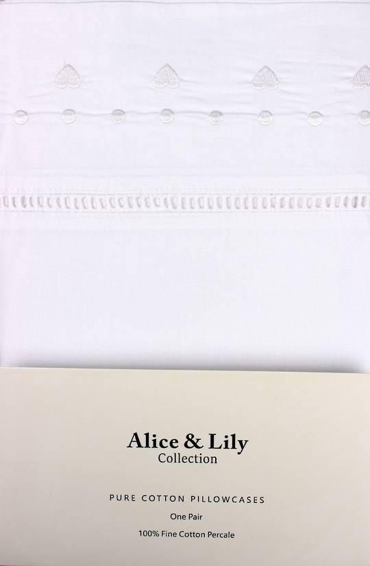 Alice & Lily pure cotton pillowcases one pair PARIS WHITE Code: EPC-PAR/WH.